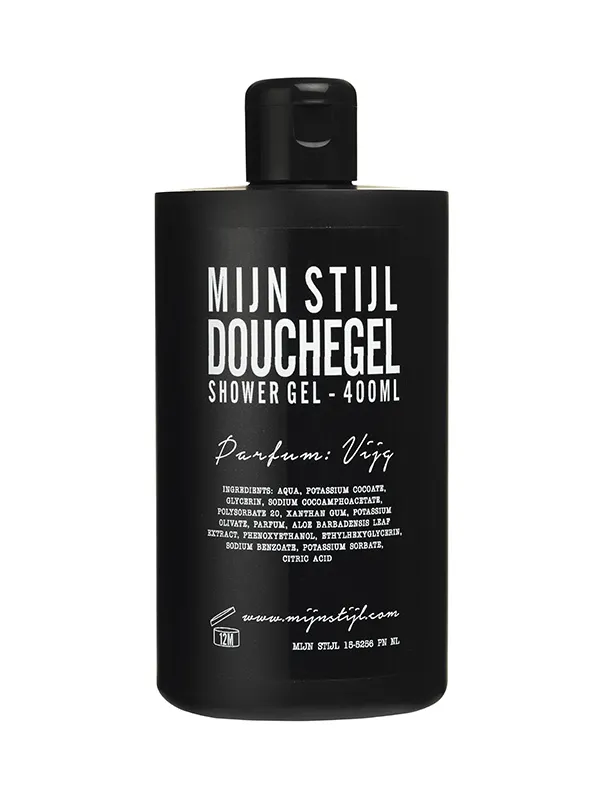 Douchegel parfum Vijg o.b.v. kokos- en olijfolie 400 ml (zwarte fles)