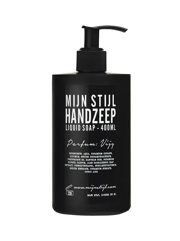 Handzeep parfum Vijg o.b.v. kokos- en olijfolie 400 ml (zwarte fles)