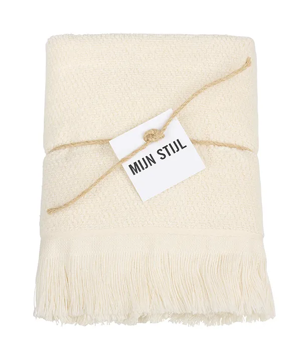 Handdoek (keuken) met franjes ecru