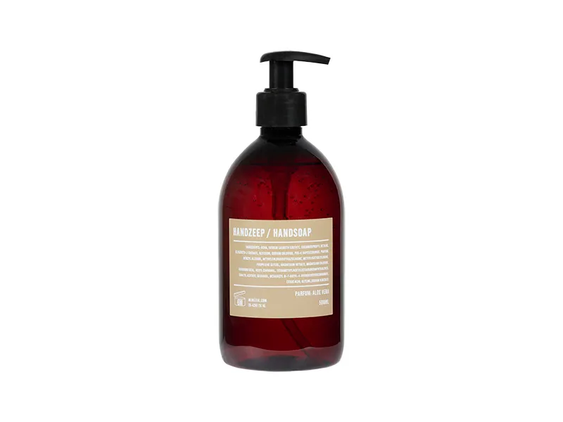 Handzeep 500 ml bruine fles bruin etiket parfum Aloe Vera
